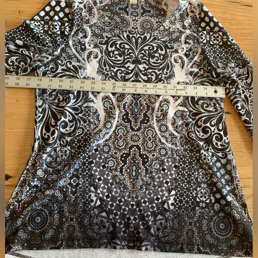 Unity World Wear 3/4 Sleeve Women’s Large Tunic Top‎ Geometric Print Multicolor - Picture 3 of 8